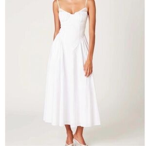 Chic White Midi Dress with Spaghetti Straps